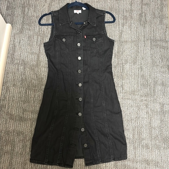 Levi's Dresses & Skirts - Levi’s black, distressed denim dress, pewter buttons